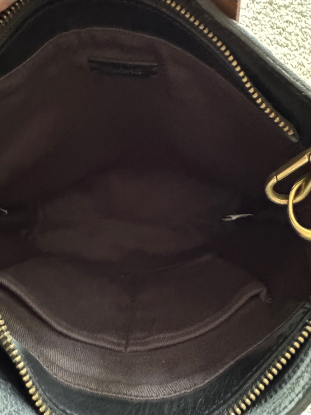 Madewell Black Leather Crossbody Tote with Brown Handles - Picture 4 of 7